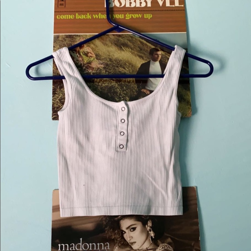 White button up crop top